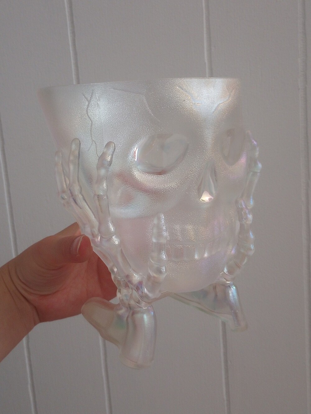 2 Skeleton Skull Iridescent Halloween Decor Spooky October Trick Or Treat